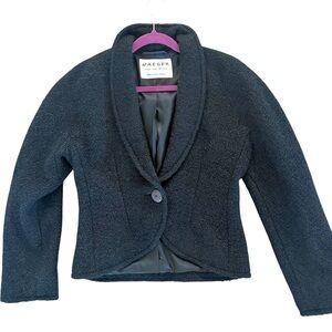 Vintage Jaeger Black Boucle Cropped Blazer Made in Great Britain 8 NWOT
